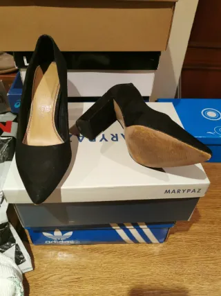 Zapatos de tacón ancho negros talla 36