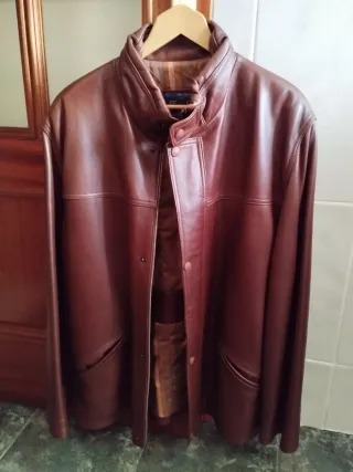 Chaqueta de cuero hombre marrón