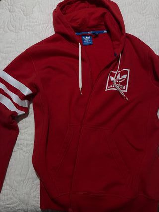 Sudadera Adidas cremallera y capucha Roja Talla S