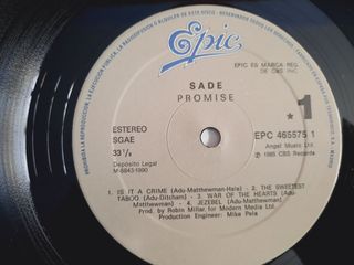 Vinilo Sade "Promise" (no remasterización).