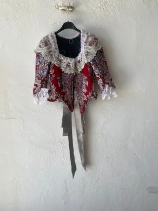 Traje de Fallera Rojo y Plateado