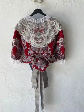 Traje de Fallera Rojo y Plateado