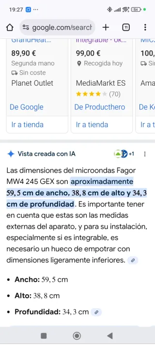 Microondas Fagor MW4 245 GEX Encastrable
