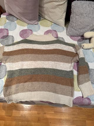 Jersey de rayas beige y marrón