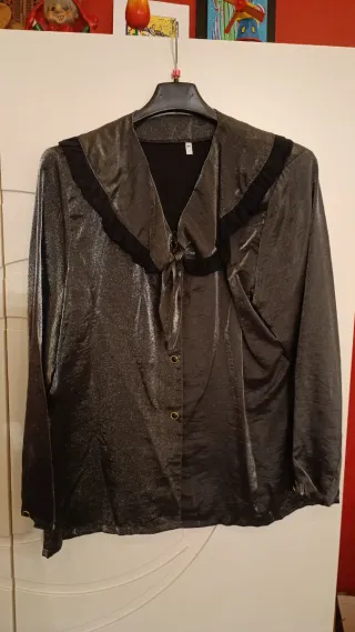 Camicia vintage donna nera/argento