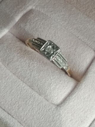 Anillo oro blanco y amarillo con diamantes