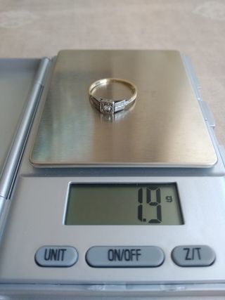 Anillo oro blanco y amarillo con diamantes