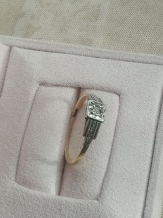 Anillo oro blanco y amarillo con diamantes