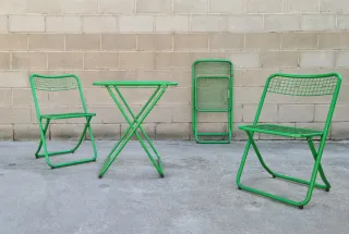 SET 3 sillas y 1 mesa FEDERICO GINER. Vintage, 80s