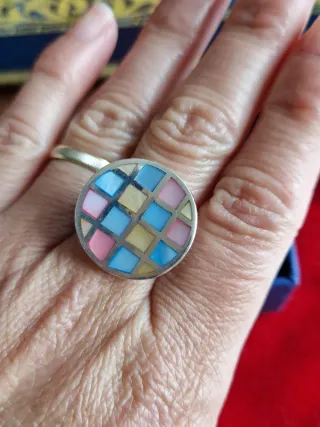 Anillo de plata de ley multicolor