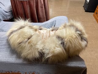 Cuello de zorro beige y rosa