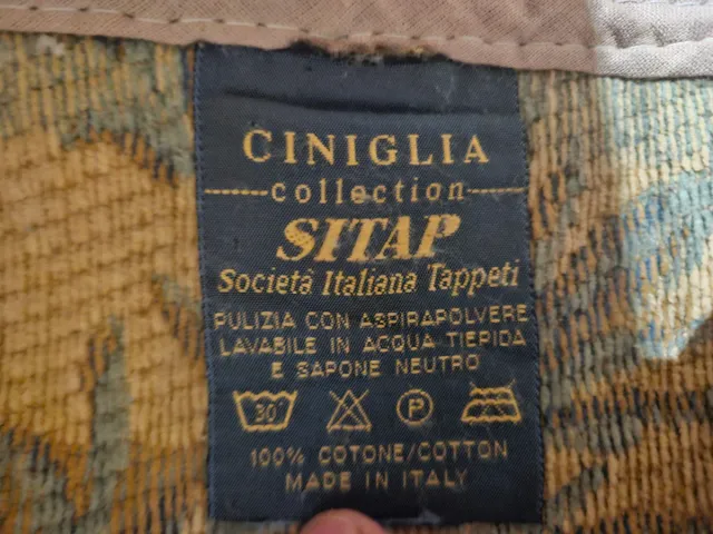 Alfombra Italiana 100% Algodón Beige/Azul