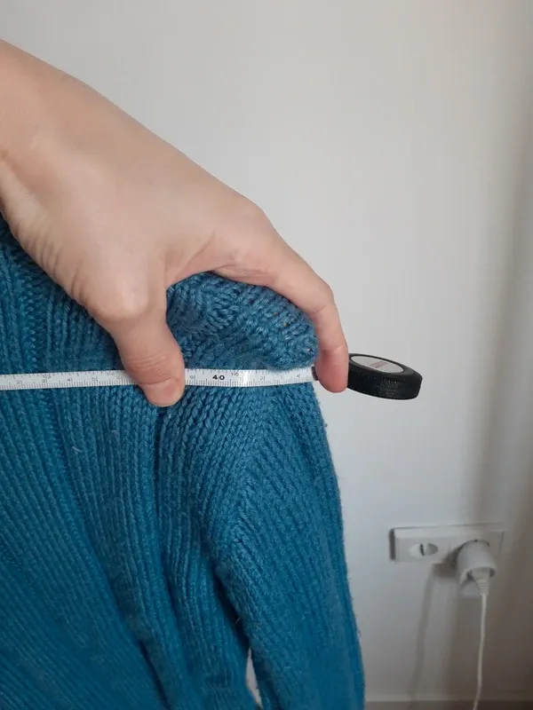 jersey de lana tejido a mano talla M azul pitufo