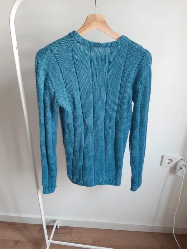 jersey de lana tejido a mano talla M azul pitufo