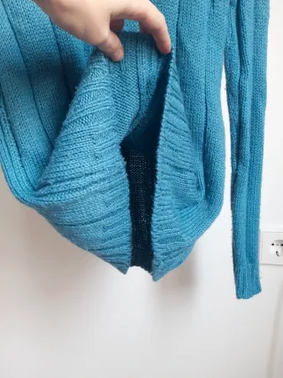 jersey de lana tejido a mano talla M azul pitufo