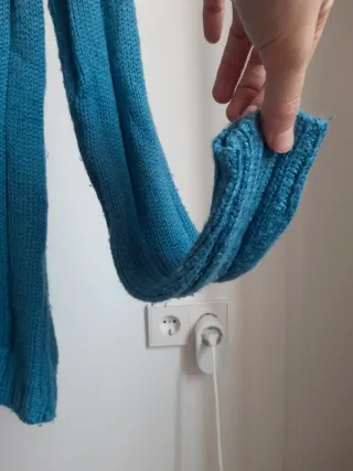 jersey de lana tejido a mano talla M azul pitufo