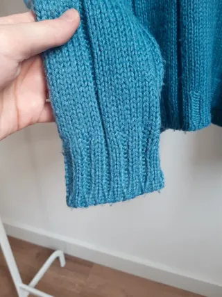 jersey de lana tejido a mano talla M azul pitufo