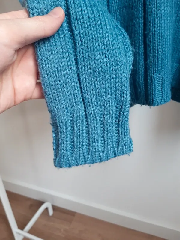 jersey de lana tejido a mano talla M azul pitufo