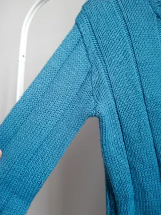 jersey de lana tejido a mano talla M azul pitufo