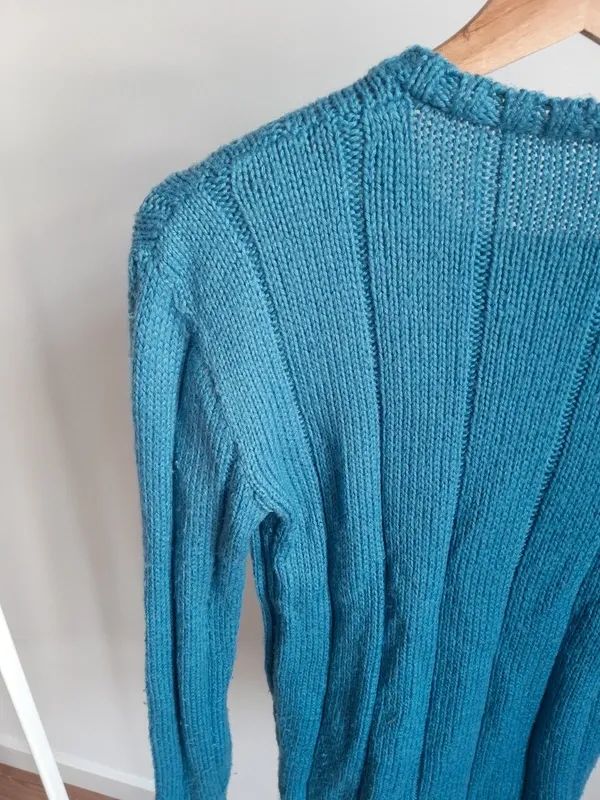 jersey de lana tejido a mano talla M azul pitufo