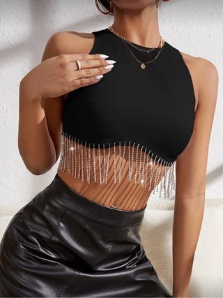 Top Negro con Brillantes