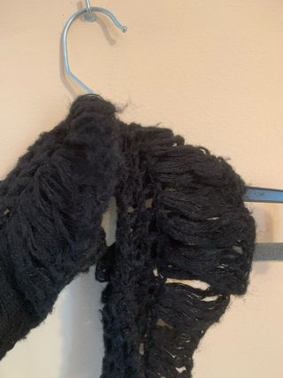 Bufanda Negra Tejida Rizada