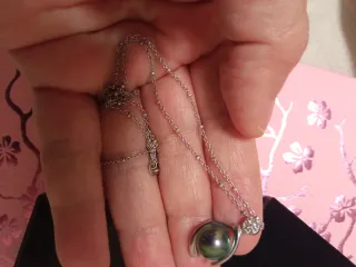 Conjunto Perlas Verdes y plata