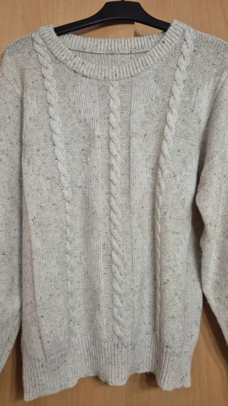 Jersey trenzado hombre beige