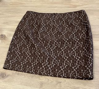 Falda TRUCCO encaje negro y marrón