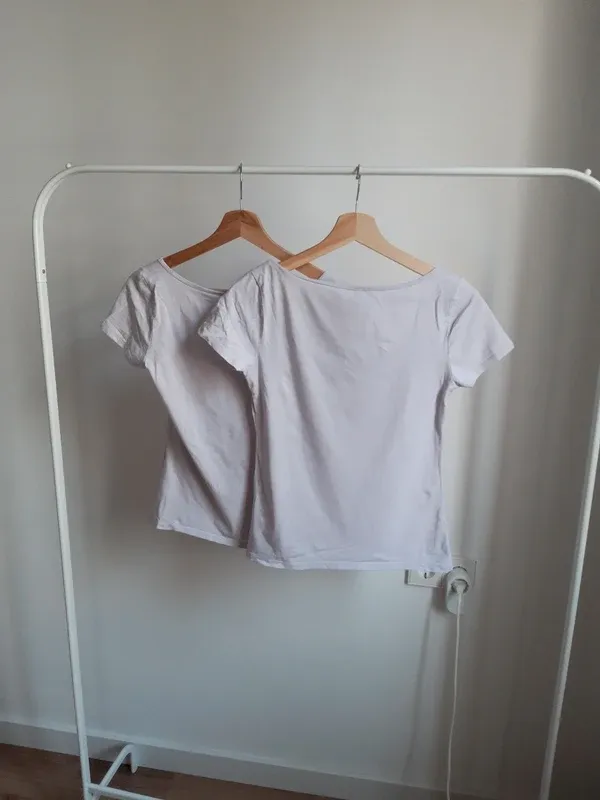 2 Camisetas H&M Manga Corta Mujer Blancas