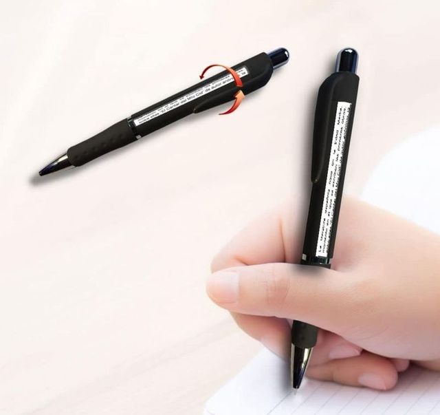 Bolígrafo chuleta para examen rotador