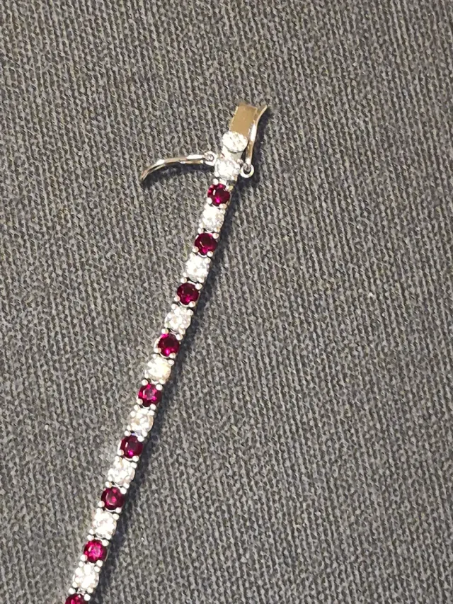 Tennis in argento 925 con pietre rosse