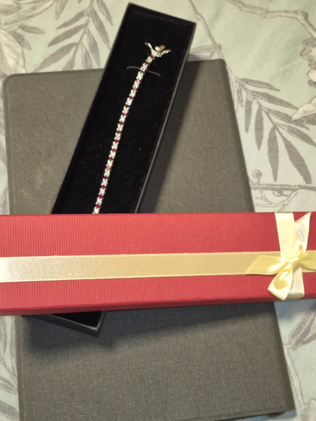 Tennis in argento 925 con pietre rosse