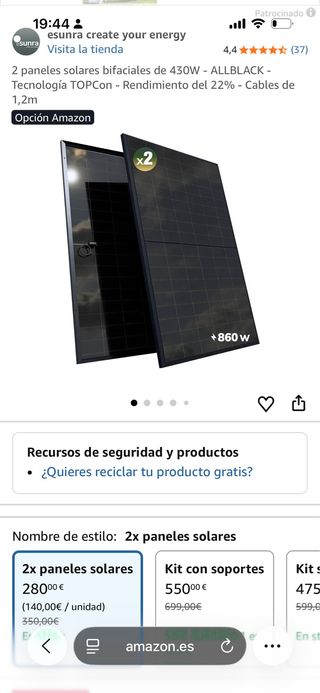 2 Paneles Solares Bifaciales 430W ALLBLACK
