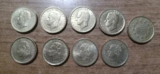 Lote de 9 monedas de 100 pesetas españolas