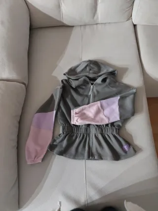 Sudadera Benetton niña gris y rosa