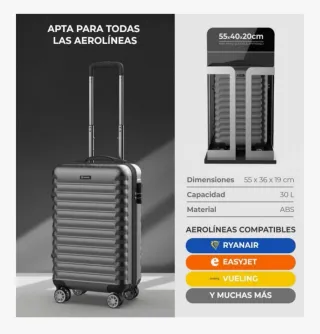 Maleta Rígida Cabina 30L Gris