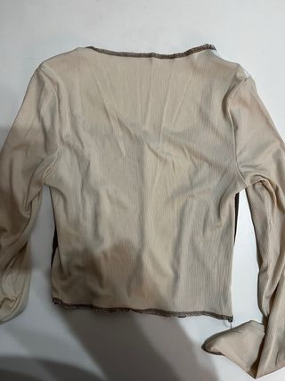 Camiseta manga larga patchwork marrón