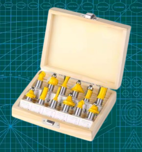 Estuche con set 12 fresas de 8mm para madera NUEVO