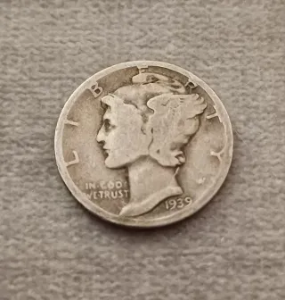 Moneda de plata 1939 Mercury Dime