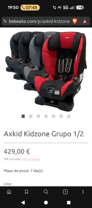 Silla coche Axkid Kidzone contramarcha