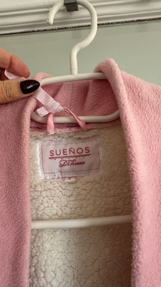 Bata polar cuadros rosa y blanco