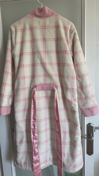 Bata polar cuadros rosa y blanco