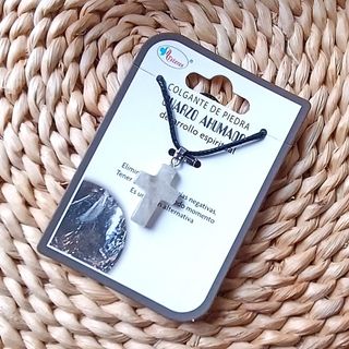 CRUZ MINERAL NATURAL DE CUARZO AHUMADO MÁS COLLAR