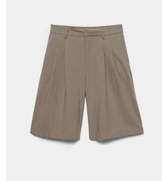 Pantalón bermuda Zara T.40 pinzas marrón