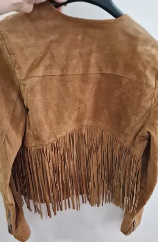 Casaco Pull&Bear com franjas castanho S