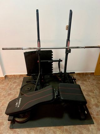 Banco de pesas y rack Flybird