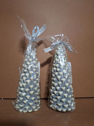 Candela pigna bianco argento