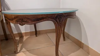 Mesa redonda madera y cristal