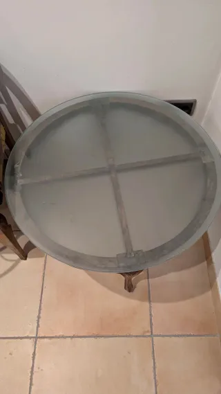 Mesa redonda madera y cristal